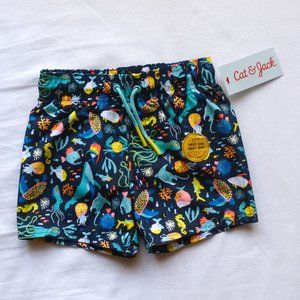 🆕️CAT & JACK Boys' Coral Reef Print Swim Trunks